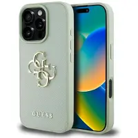 GUESS Grained Big 4G Logo Small Classic Logotaske til iPhone 16 Pro - grøn