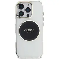 GUESS IML Metal Colored Circle Classic Logo MagSafe-etui til iPhone 16 Pro - sort