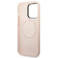 GUESS GUHMP14XSBPLP iPhone 14 Pro Max 6,7" pink/pink hard case Silikone logo plade MagSafe