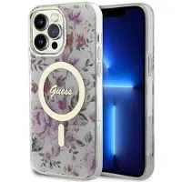 GUESS GUHMP14LHCFWST iPhone 14 Pro 6,1" gennemsigtig hardcase Flower MagSafe