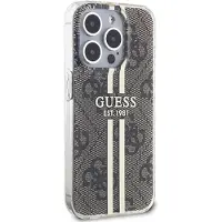 GUESS IML 4G Gold Stripe-etui til iPhone 15 Pro - brun