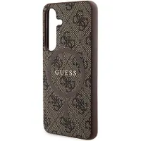 GUESS 4G Collection Læder Metal Logo MagSafe Etui til Samsung Galaxy S24 - Brun