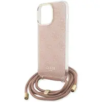 GUESS Crossbody Cord 4G Print-etui til iPhone 15 Pro - pink
