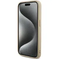 GUESS Saffiano Iridescent Script-etui til iPhone 14 Pro - guld