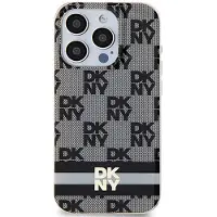DKNY IML Checkered Mono Pattern & Printed Stripes MagSafe-etui til iPhone 13 Pro Max - Sort