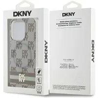 DKNY IML Checkered Mono Pattern & Printed Stripes MagSafe-etui til iPhone 13 Pro Max - beige