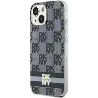 DKNY IML Checkered Mono Pattern & Printed Stripes MagSafe-etui til iPhone 15/14/13 - Sort