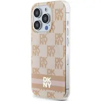 DKNY IML Checkered Mono Pattern & Printed Stripes MagSafe-etui til iPhone 15 Pro Max - pink