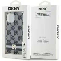 DKNY IML Checkered Mono Pattern & Printed Stripes MagSafe-etui til iPhone 15/14/13 - Sort