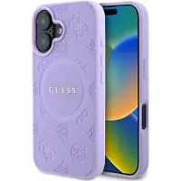 GUESS Saffiano Peony Classic Logo MagSafe iPhone 16 Etui - Lilla