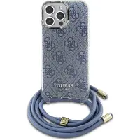 GUESS Crossbody Cord 4G Print Case til iPhone 16 Pro Max - Blå