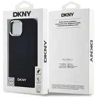 DKNY MagSafe iPhone 15-etui med almindeligt logo - sort