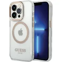 GUESS Metal Outline Magsafe-etui til iPhone 15 / 14 / 13 - guld