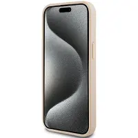 DKNY læderetui med monostribe og metallogo til iPhone 15 Plus / 14 Plus - Pink