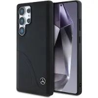 Mercedes Læderetui med buede sting til Samsung Galaxy S25 Ultra - Sort