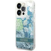 GUESS GUHCP14LLFLSN iPhone 14 Pro 6,1" grøn/grøn hardcase Flower Liquid Glitter