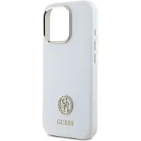GUESS Silikone Logo Strass 4G-etui til iPhone 16 Pro - Hvid