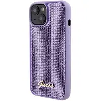 GUESS Sequin Script Metal-etui til iPhone 15 - lilla