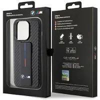 BMW Grip Stand Smooth & Carbon-etui til iPhone 15 Pro - sort