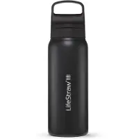 LifeStraw Go Nordic Noir GOST-650ML-NOIR Stainless Steel, water bottle with 2-stage filter, 650 ml