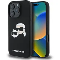 Karl Lagerfeld silikoneetui Heads Print MagSafe til iPhone 16 Pro Max - Sort