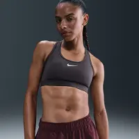 Nike Sports BH Dri-FIT Swoosh - Grå/Hvid Kvinde, størrelse X-Small