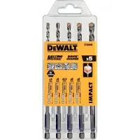 DeWalt multifunktionsbor, sæt med 5 dele DT60099-QZ, stødfast, pakke med 1 stk., sølvfarvet