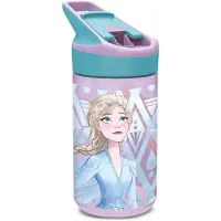 Licens Frozen drikkedunk - Vandflaske med flipfunktion og sugerør