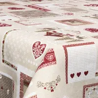 Borg Living Tekstil voksdug - 140 cm bred - Juledug - 30 meters rulle - Winter landscape with hearts - Voksdug med akrylbelægning