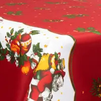 Borg Living Tekstil voksdug - 140 cm bred - Juledug - 30 meters rulle - Santa Claus And The Mistletoe - Voksdug med akrylbelægning