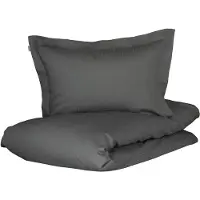 Turiform Junior sengetøj 100x140 cm - 100% økologisk bomuldssatin - Mørkegrå jacquardvævet striber