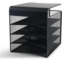 Safco Onyx h?ngende desktoparrang?r med 4 vandrette bakker under-skidt opbevaring