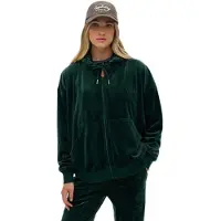 Superdry Superdrytil kvinder. W2012544A Country Club Velour Ziphood grøn (S), Casual, Polyester