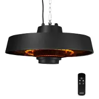 Vonroc Terrassevarmer - Vulcano - 2000W | LCD skærm - Timer | Til Loft & Parasol | IP44 | Sort | Inkl. Fjernbetjening