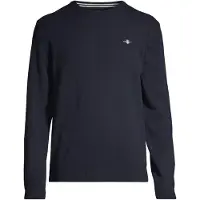 Gant Ganttil mænd. 87211 Fin navy uldtrøje med rund hals (XXL), Casual, Bomuld, Lange ærmer, Blå
