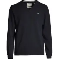 Gant Ganttil mænd. 87212 Trøje med V-udskæring i marineblå fin uld (XXL), Casual, Bomuld, Lange ærmer