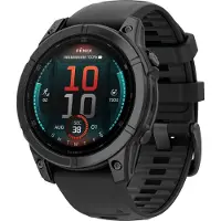 Garmin fenix E - 47 mm - skifergrå stål - sportsur med bånd - silikone - sort - håndledsstørrelse: 125-208 mm - display 1.3 - 16 GB - Bluetooth, Wi-