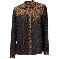 Mandarin Bluse marin / brun / sort
