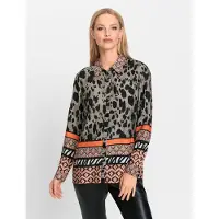 HEINE Bluse grå / orange / sort / hvid