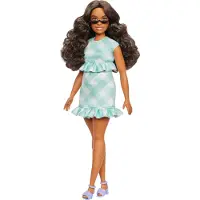 Barbie - Fashionistas Dukke Mintgrøn Kjole med Briller - - HYT96