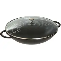 Staub Wok med glaslåg Ø37 cm 5,7 L Sort