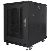 Lanberg V2 - Rack kabinet - flad pakke, med netdør, 600x800 - fritstående - RAL 9004, sort - 15U - 19