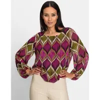 HEINE Bluse khaki / oliven / mørk pink