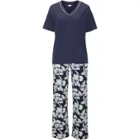 LASCANA Pyjamas mørkeblå / pastelgrøn / hvid