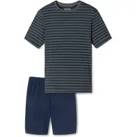 Schiesser Pyjamas kort 'Casual Essentials' blå / grå / sort