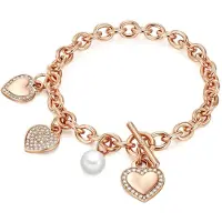 Lulu & Jane Armbånd rosa guld / perlehvid