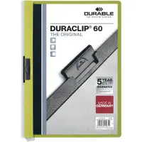 Durable DURACLIP 60 - Klemmefil - for A4 (210 x 297 mm) - kapacitet: 60 ark - grøn med transparent frontdække