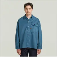 G-Star G-Startil mænd. D26255-D947-G925 Boxy plisseret skjorte med lange ærmer blå (XS), Casual, Bæredygtig, Genbrugsbomuld