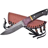 Frost Cutlery Damascus Hunter Buffalo Horn