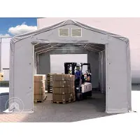 TOOLPORT 4x12m, Telthal, PVC-teltdug, grå, med statikpakke (blød undergrund)